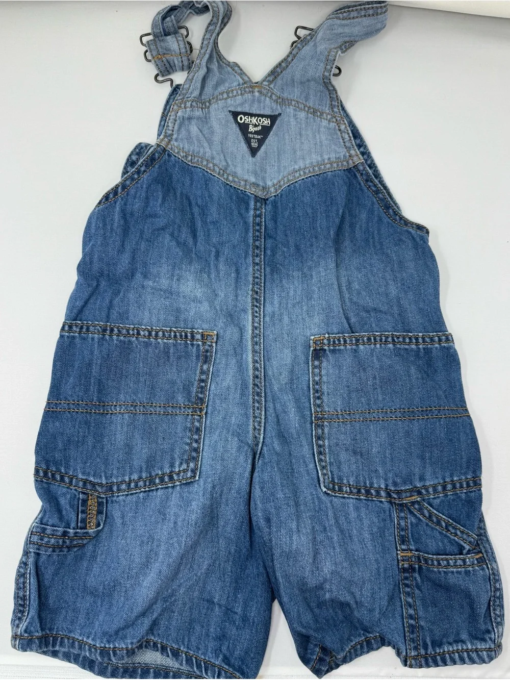 OshKosh B'gosh Faded Blue Denim Short Overalls